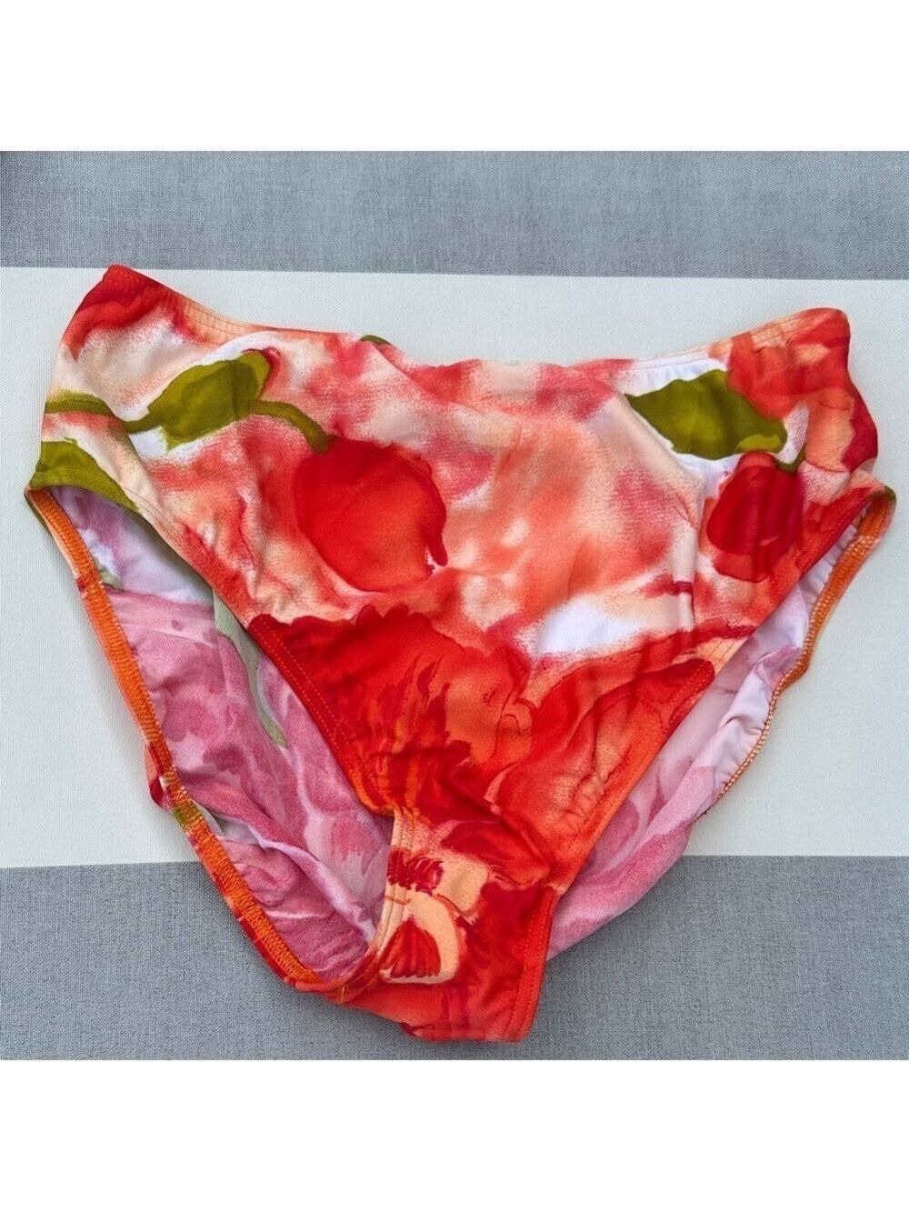 NEW Christina Red, Orange, Green Floral Print Women’s Bikini Bottoms Size 14